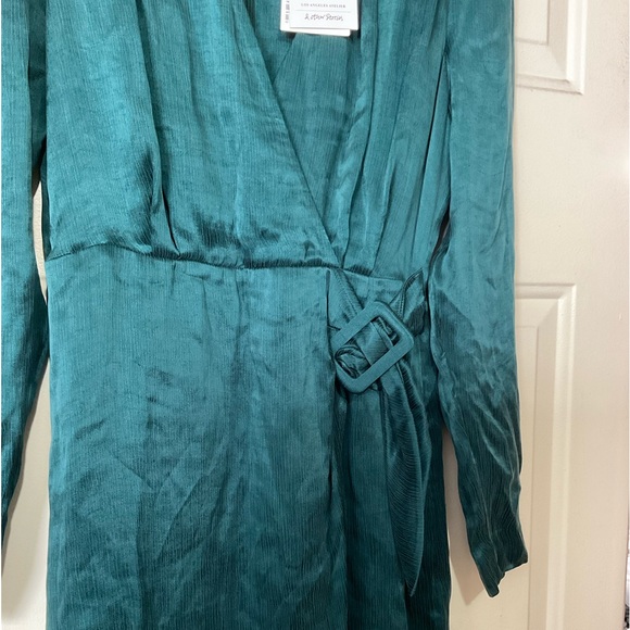 & Other Stories Satin Buckle Tie Mini Wrap Dress in Green - Picture 6 of 13